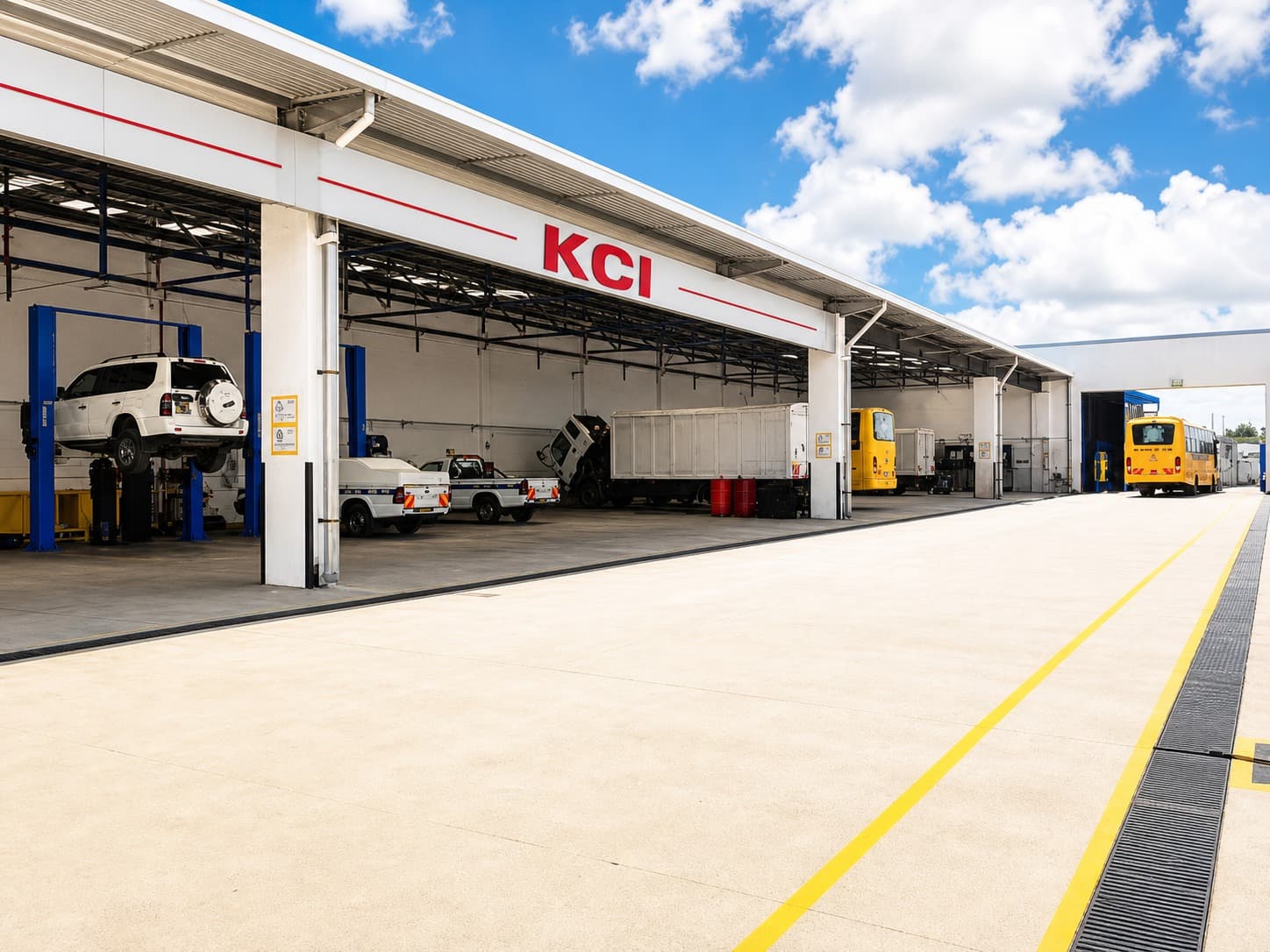 KCI service bay with vehicles on lifts